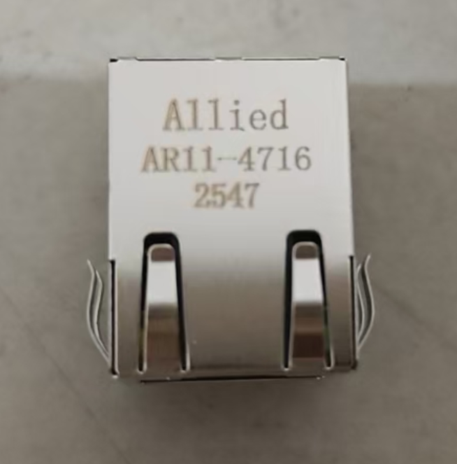 Top view of Allied Components AR11-4716 10/100 Base-T PoE RJ45 connector